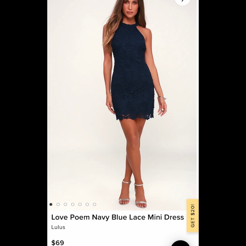 Lulus - Love Poem Navy Blue Lace Mini Dress - Size Small